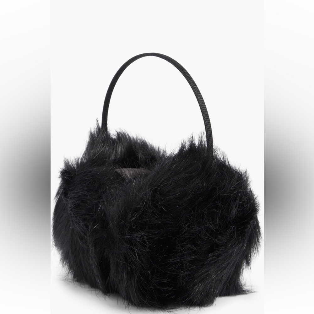 🆕 Vince Camuto Black Faux Fur Earmuffs 🖤 Plush Cozy Winter Ear Warmers